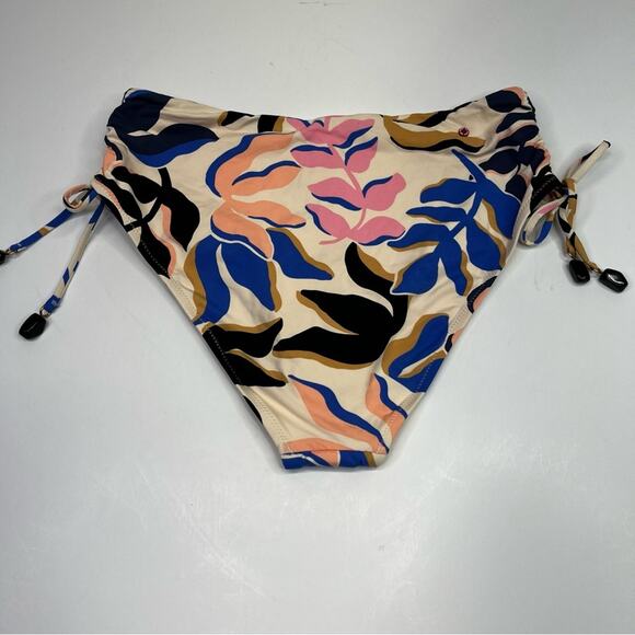 Red Carter Tropical Leaf Print High Rise Bikini bottoms moonstone - M - Picture 5 of 9